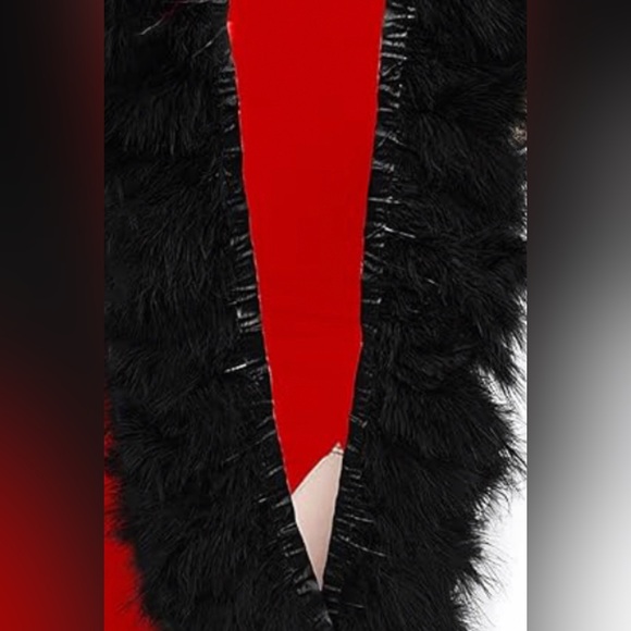 Black Turkey marabou feather with satin ribbon trim approx 5-6”W by 60” L - Picture 4 of 12